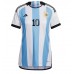 Billige Argentina Lionel Messi #10 Hjemmebane Fodboldtrøjer Dame VM 2022 Kortærmet
